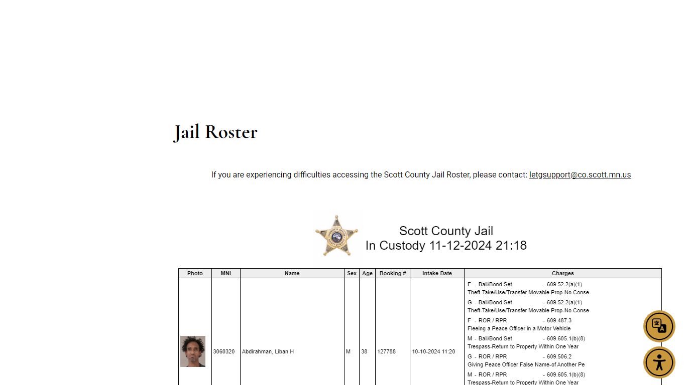 Jail Roster - Scott County, MN